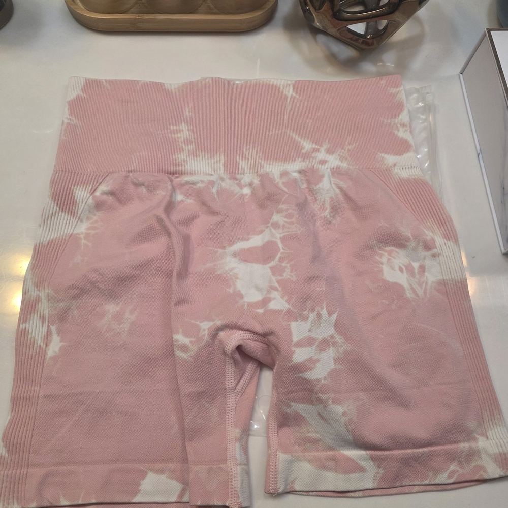 Pink Tie-Dye Workout Shorts